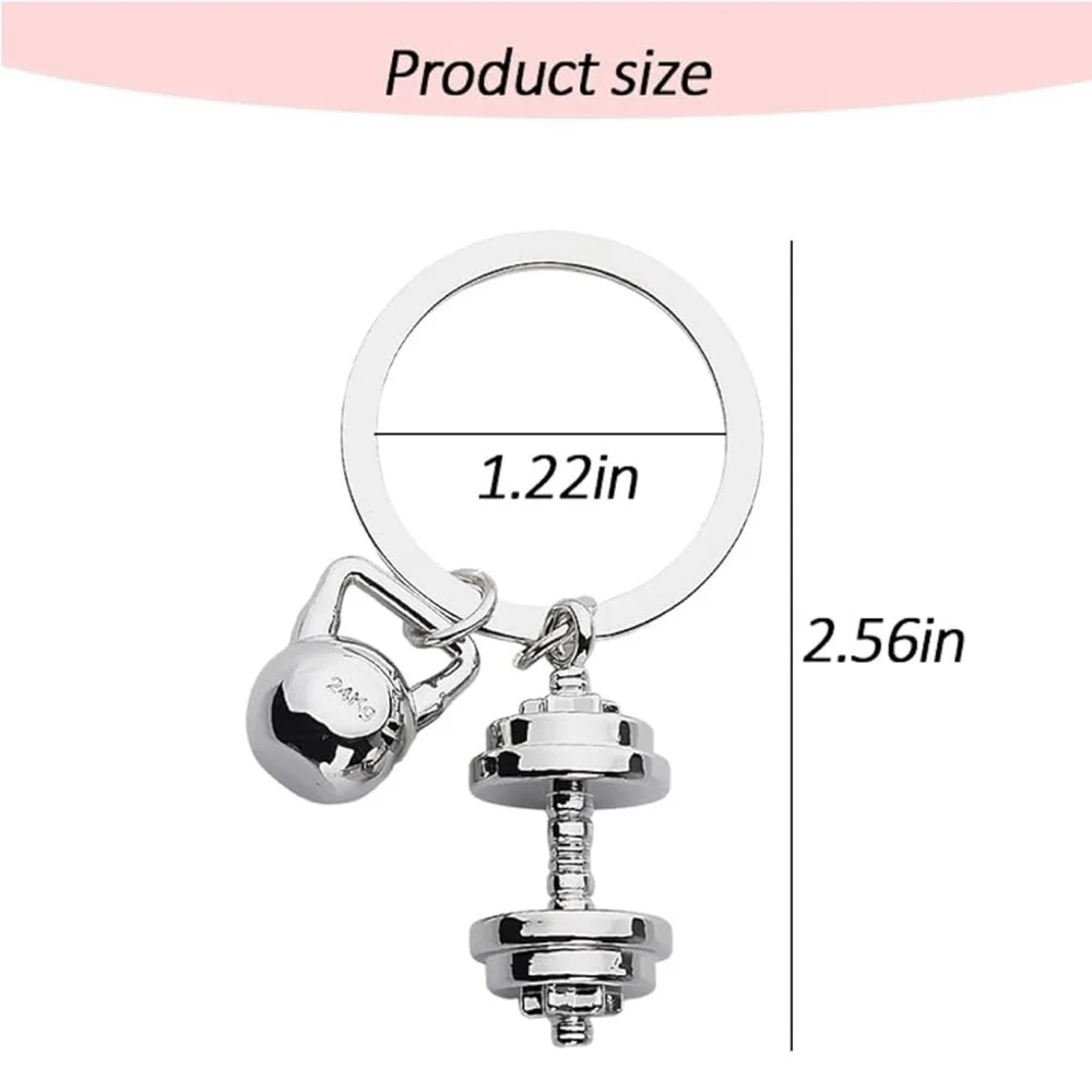 Silver Kettlebell and Dumbbell Keychain | NWT | Gift